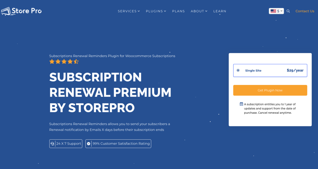 Subscription Renewal Premium plugin landing page preview